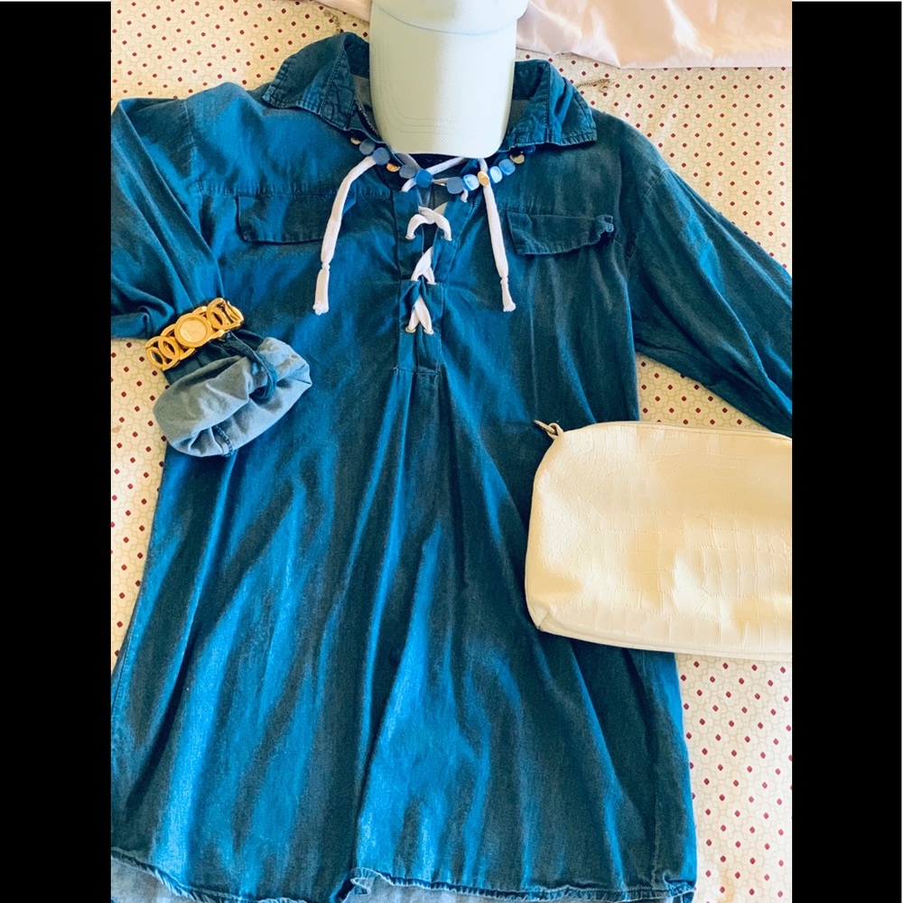 Deep Blue Casual Denim Dress